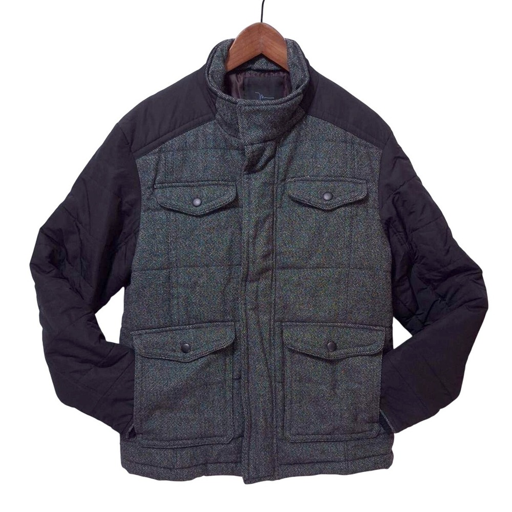 Marc Anthony Wool Quilted Field Jacket Coat Mens S Ribbed‎ Cuff Full Zip Snap
